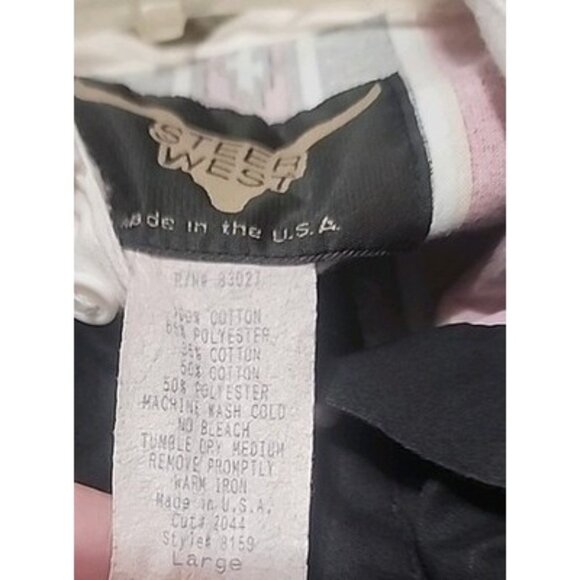 VTG Steer West Western Pearl Snap Down Long Sleeve Shirt Size L Red Black Navajo - Picture 15 of 15